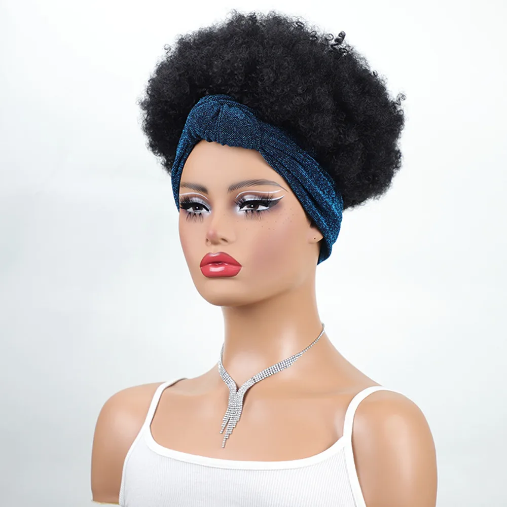 Parrucche sintetiche per capelli ricci afro crespi Parrucca corta per sciarpa riccia soffice per donne nere Parrucca per capelli Parrucca per uso quotidiano per feste cosplay