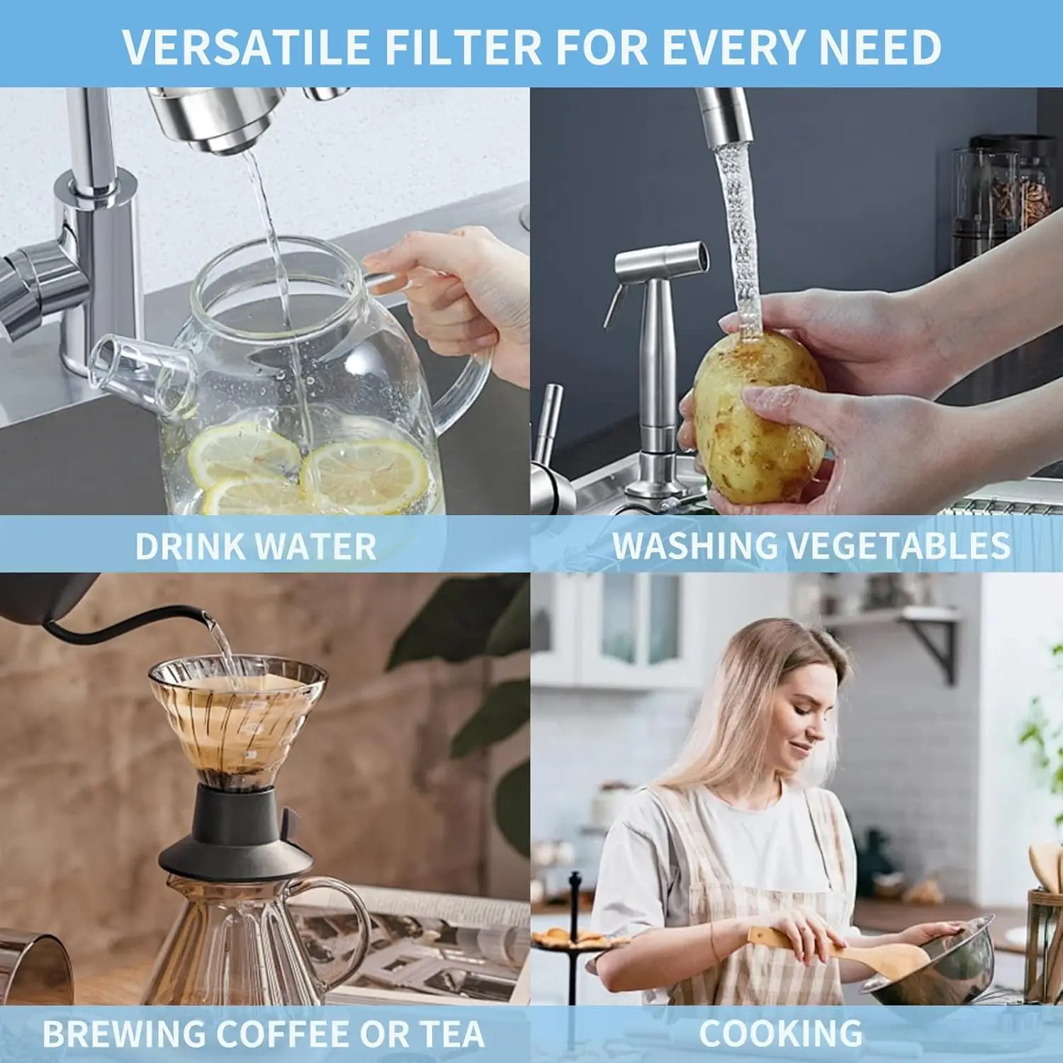 4-pack kranenfilterpatroon (FR-200,FF-100), vervanging voor Brita ®   Kraanfilter, waterfilter compatibel met Brita ®   Kraan