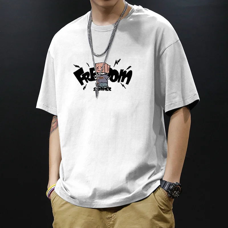 

Мужская модная футболка с короткими рукавами, летняя трендовая брендовая универсальная рубашка из чистого хлопка, повседневные оригинальные топы небольшого дизайна