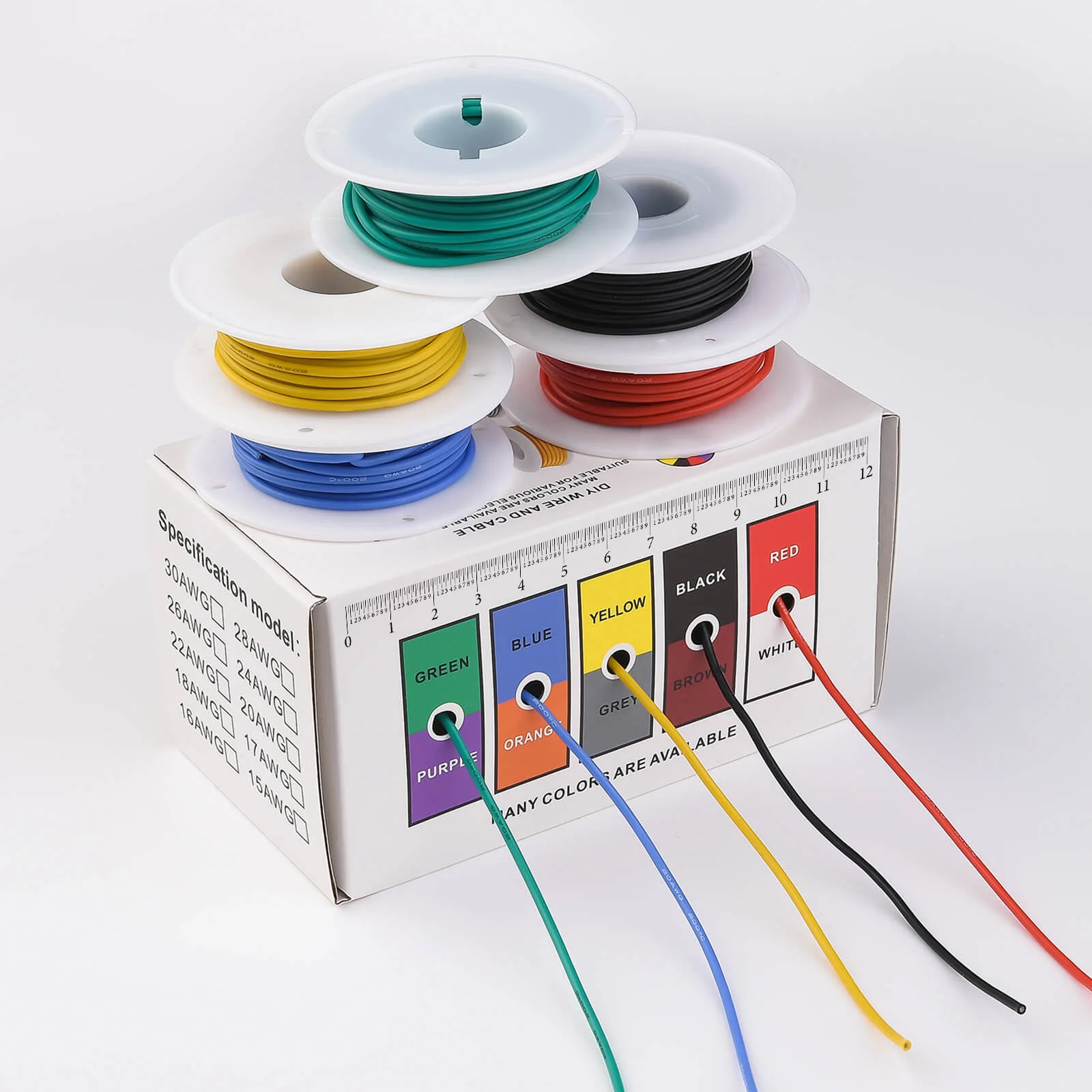 20AWG Electric Wire Flexible Silicone Wires 20 Gauge Stranded Tinned Copper Wire 5 Colors 16.4ft/5m Each or 32.8ft/10m Each