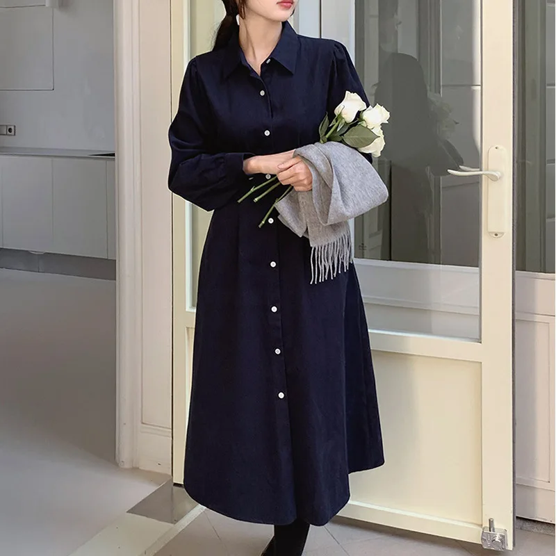 Summer New Women's Shirt Dress Fashionable Versatile French Elegance Waist Cinch Belted Single Button Long Sleeve Dress