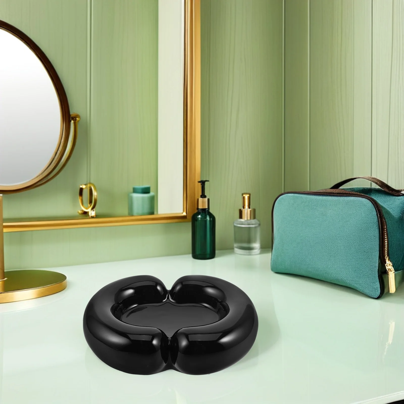 Black Ceramic Jewelry Tray Modern Decorative Jewelry Organizer Tray for Rings Earrings Necklaces Bracelets Watch Keys Gift