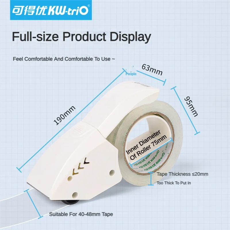 Imagem -02 - Kw-trio-anti Reversão Papel Caixa Fita Titular sem Esforço Lâmina Substituível Transparente Cortador Selagem Máquina de Embalagem
