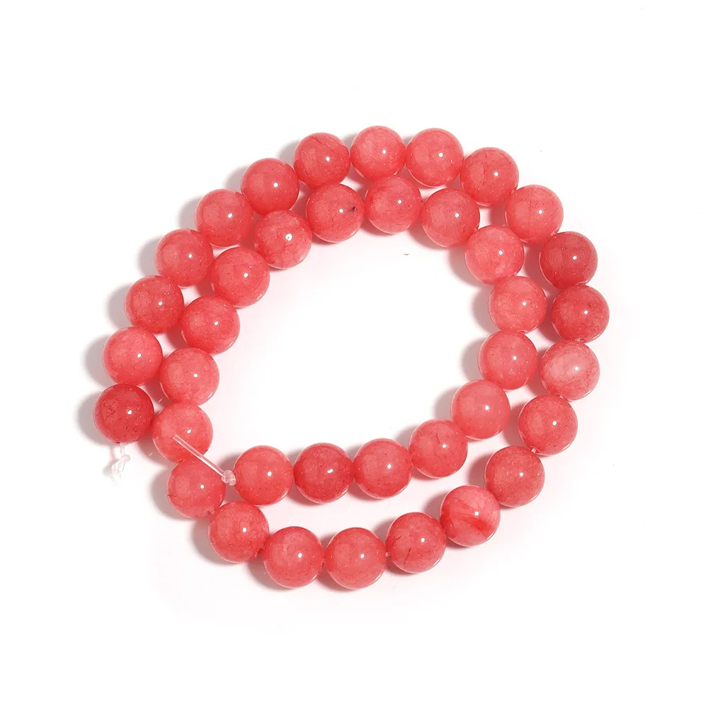 1 Strand/Lot Natuurlijke Roze Chalcedoon Stenen Kralen Spacer Jades Kraal voor Sieraden Maken DIY Armband Ketting Accessoires