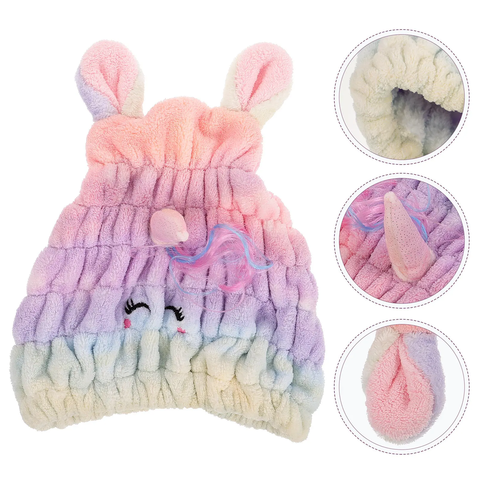 

Hair Drying Cap Comfortable Coral Fleece Absorbent Hair Towel Wrap Shower Cap Quick Drying Turban for Women Womens Shower Caps