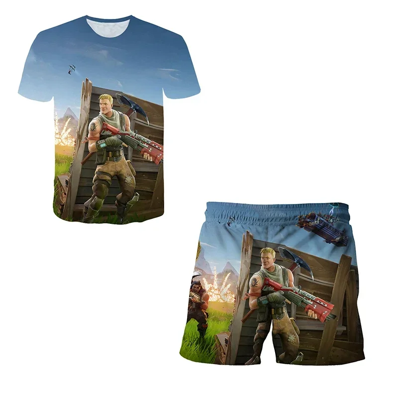 Fortnite Boys Pajamas Set Anime Boys' Swimsuit Cartoon 3D Print Home Nightwear Children's Cosplay Beach Suit