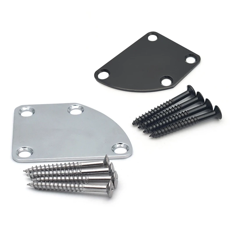 Electric Guitar Neck Plate, Guitar Neck Plate Semi Round Neck Joint Back Mounting Plate with 4 Screws Guitar Bass Parts