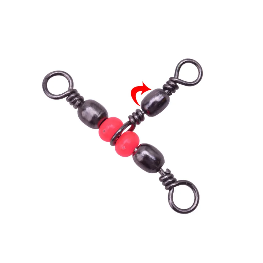 With Beads Triple 3 Way Fishhook Lure Line Fishing Swivel Fishing Connector Rolling Swivels Bearing Barrel Ring