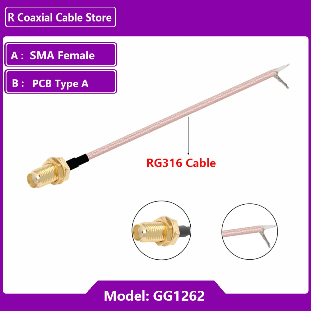 1pc RF Coaxial RG316 Cable SMA Female to PCB Solder Pigtail  for WIFI Wireless Router GPS GPRS Low Loss Jackplug Wire Connector