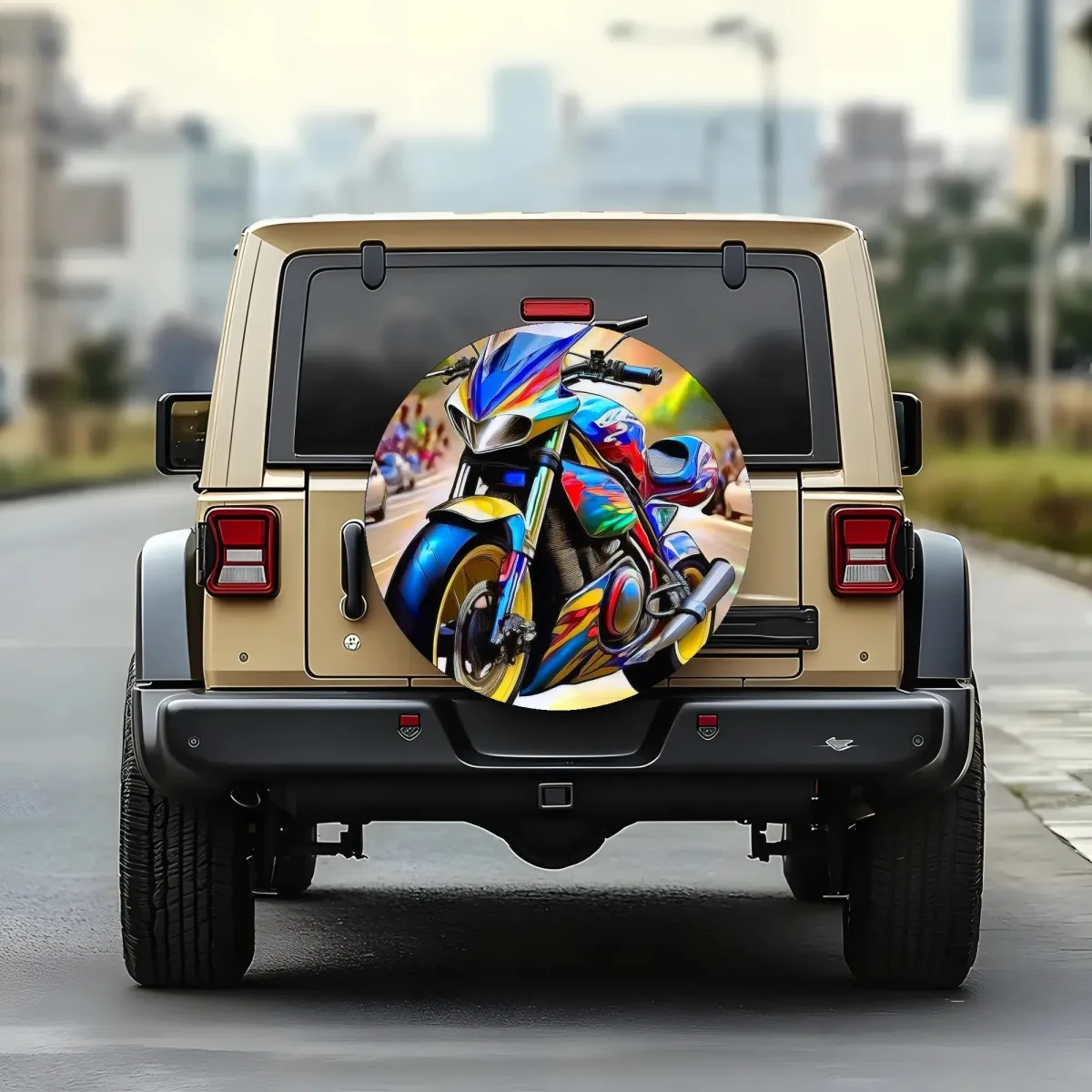 

Colorful Punk Motorcycle Spare Tire Cover Universal Waterproof Protector for RV Camper SUV Truck
