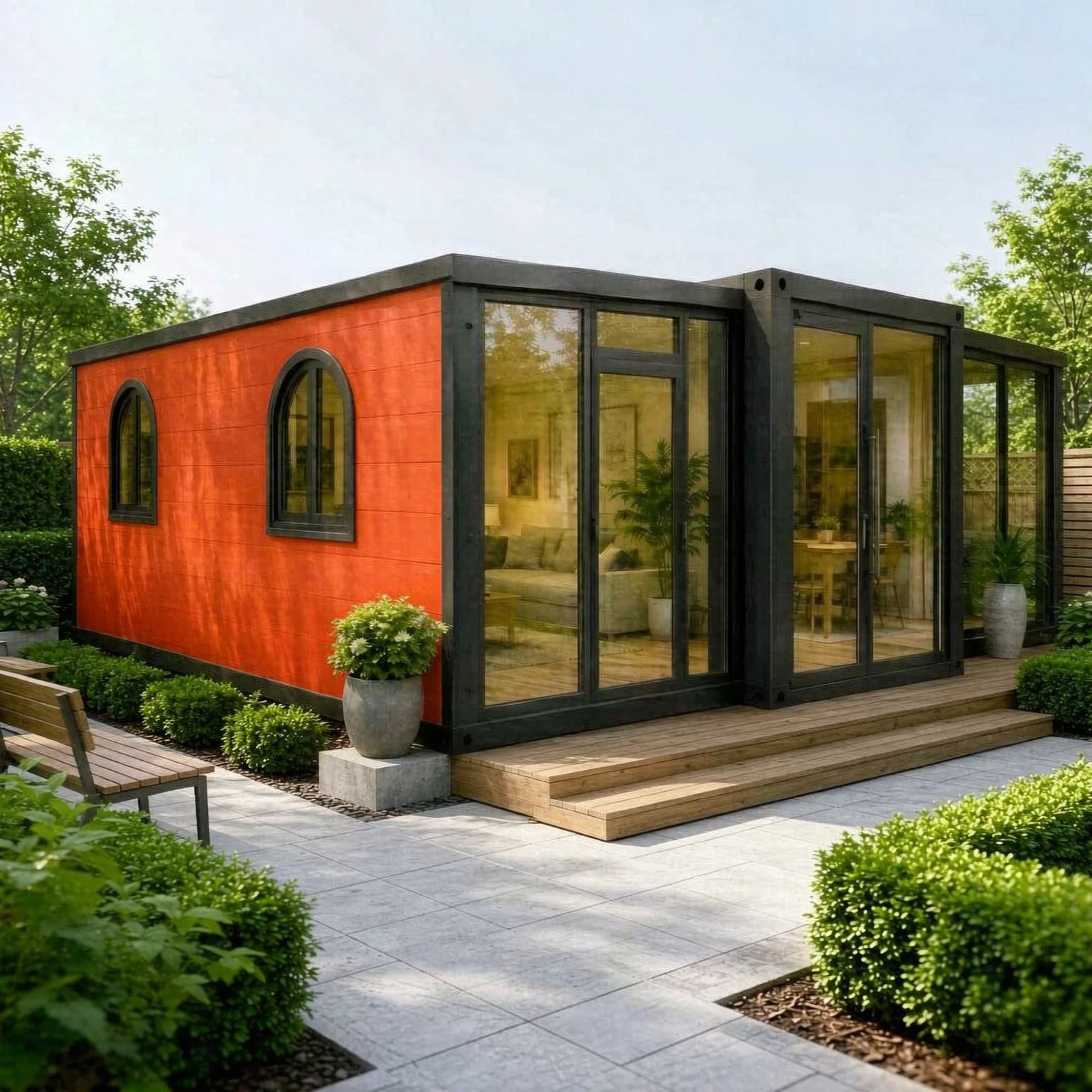 Factory Direct Expandable Container House 20ft 40ft Prefab Tiny House Wood Grain Prefabricated Mobile Home With Kitchen Bathroom