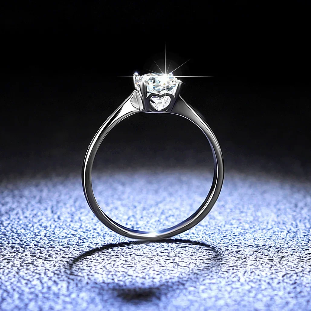 Lumira for Women Classic Platinum PT950 Ring Dazzling 1 Carat D-Color Moissanite Twisted-Arm Four-Prong Wedding Band Gifts