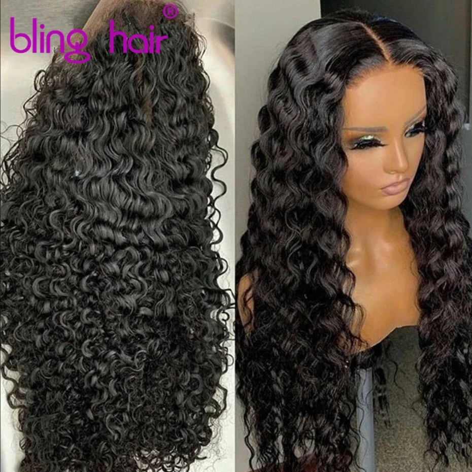 180% Density Deep Wave Frontal Wigs For Black Women Curly Human Hair Brazilian 13x4 Wet And Wavy Water Wave Lace Wig Bling Hair