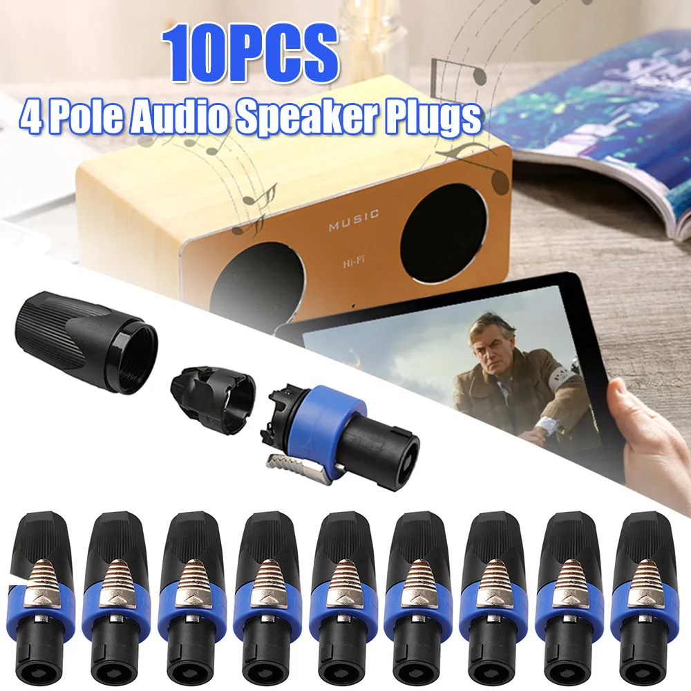 2/10x 4 Pole Audio Speaker Connectors Plugs Twist Lock Rechargeable Portable Speaker Wireless for Neutrik Speakon NL4FC