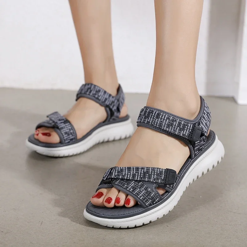 Comemore 2022 New High Quality Summer Sport Women Sandals Flats Plus Size 42 Soft Ladies Sports Shoes Beach Wedges Sandal Female