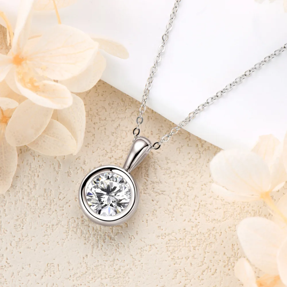 JoyceJelly 2ct Moissanit-Halskette für Frauen, S925-Sterlingsilber-Anhänger, Schlüsselbeinkette für Hochzeit, weiblicher Luxus-Halsschmuck – Detail 6