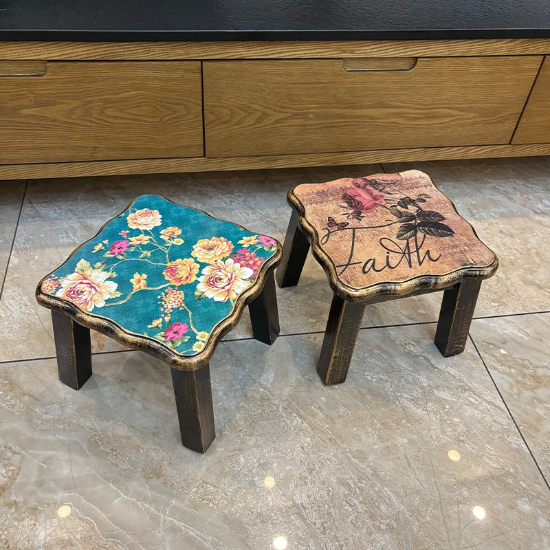 

Маленький табурет из цельного дерева в американском стиле кантри, прочный и прочный табурет для смены обуви на дверях, бытовой журнальный столик для гостиной b