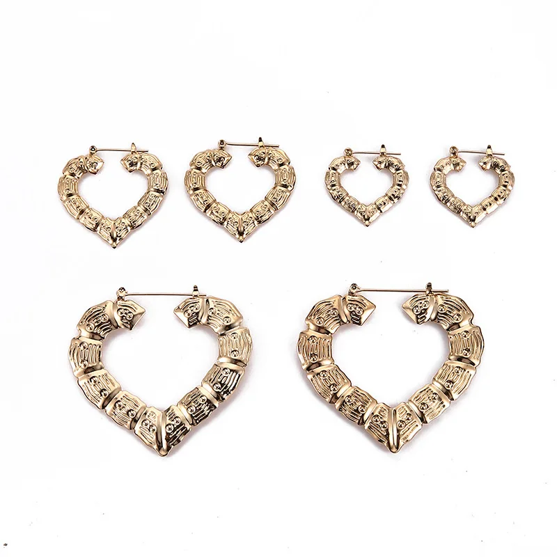 

New Combination of Fashionable and Exaggerated Bamboo-joint Round Heart-shaped Earrings and Earrings for Ladies