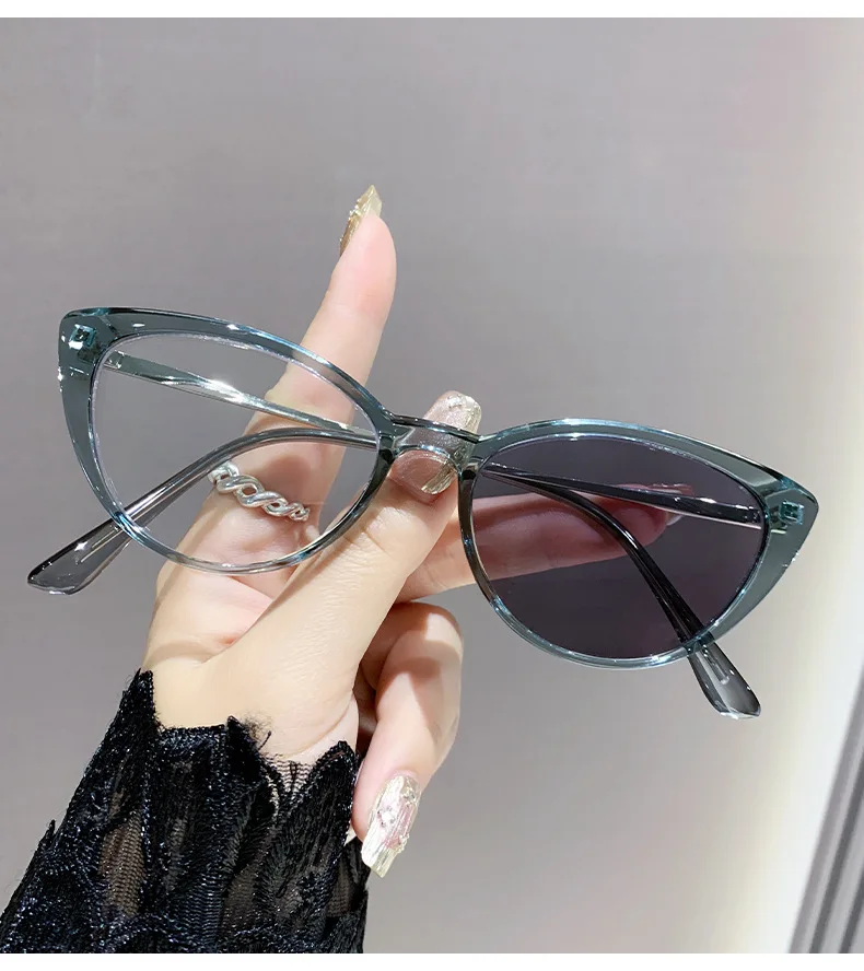 Lichtempfindliche, farbwechselnde Cat-Eye-Brille im Retro-Trend-Stil, nicht-Gesichtsverkleinernde, flache Lichtbrille, hochwertige Myopie-Brille 6105 – Detail 14