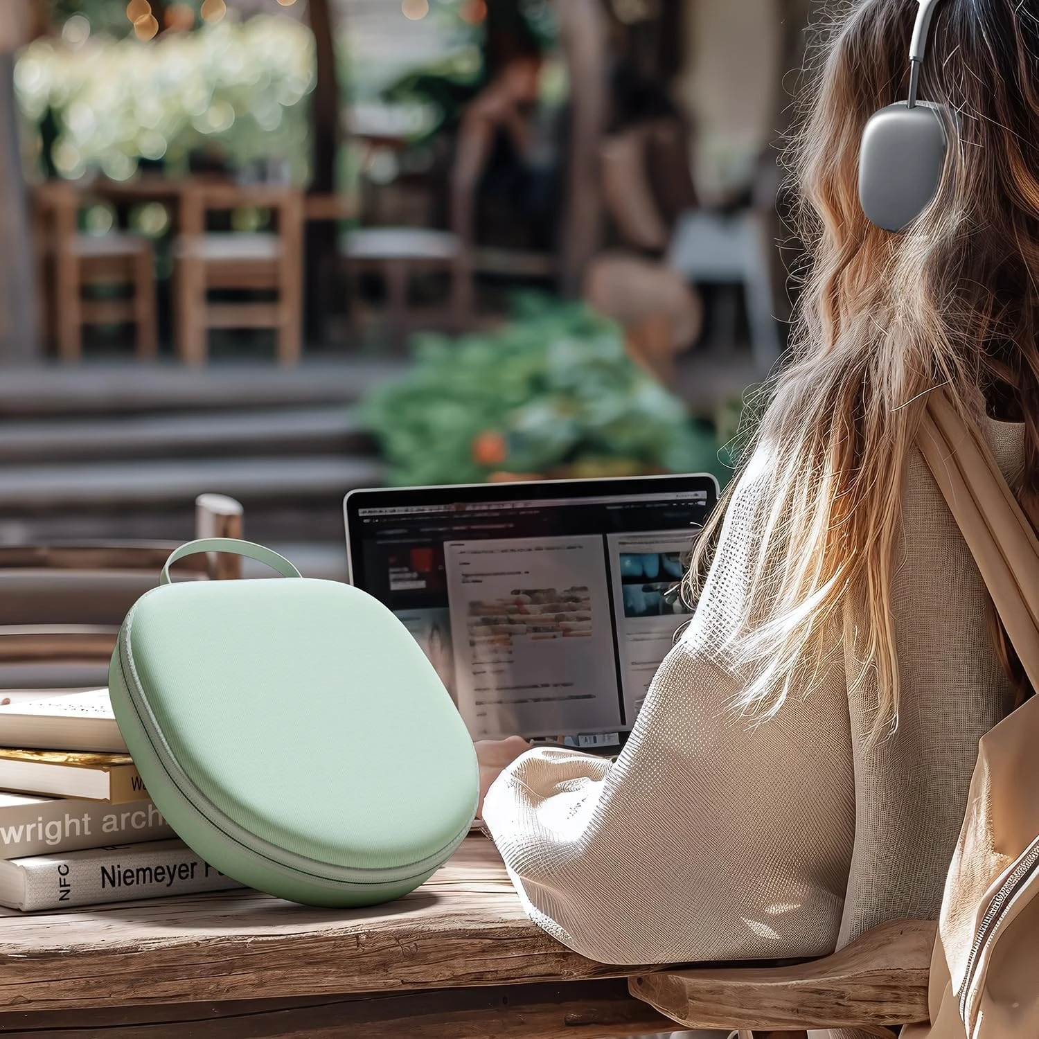 Yinke Reiseetui für Apple AirPods Max, unterstützt den Schlafmodus, doppeltes Reißverschlussdesign, stoßfestes EVA-Material mit kratzfestem Samt-Innenfutter. – Detail 26