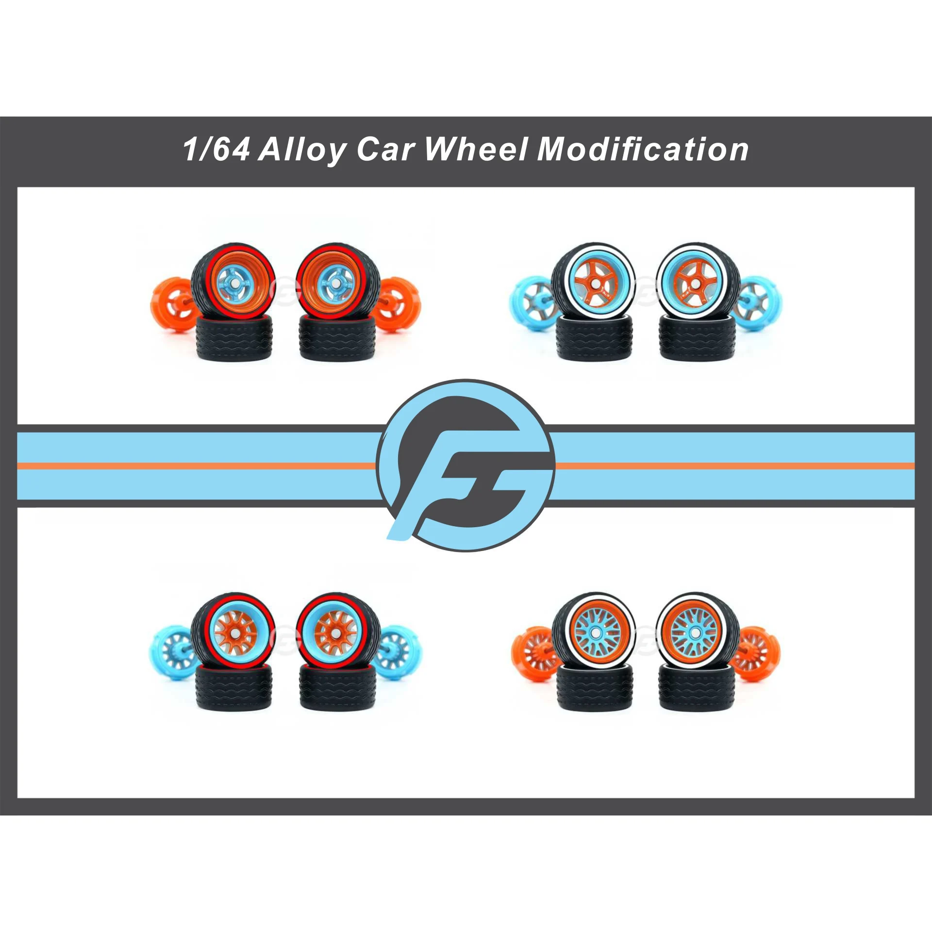 1 set 1/64  Alloy Model Car Custom Wheels 10.80mm RWSSC-N Full Series with Integrated Fixed Axle for Hot Wheels