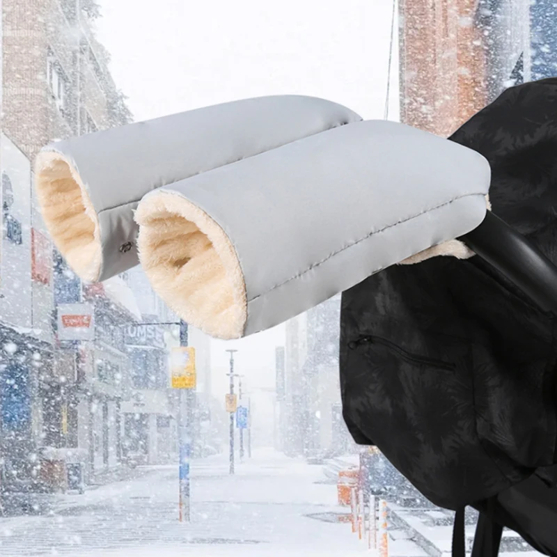 Stroller Gloves Winter Windproof Warm Simple Style Universal Fleece-lined And Thickened Outdoor Accessories