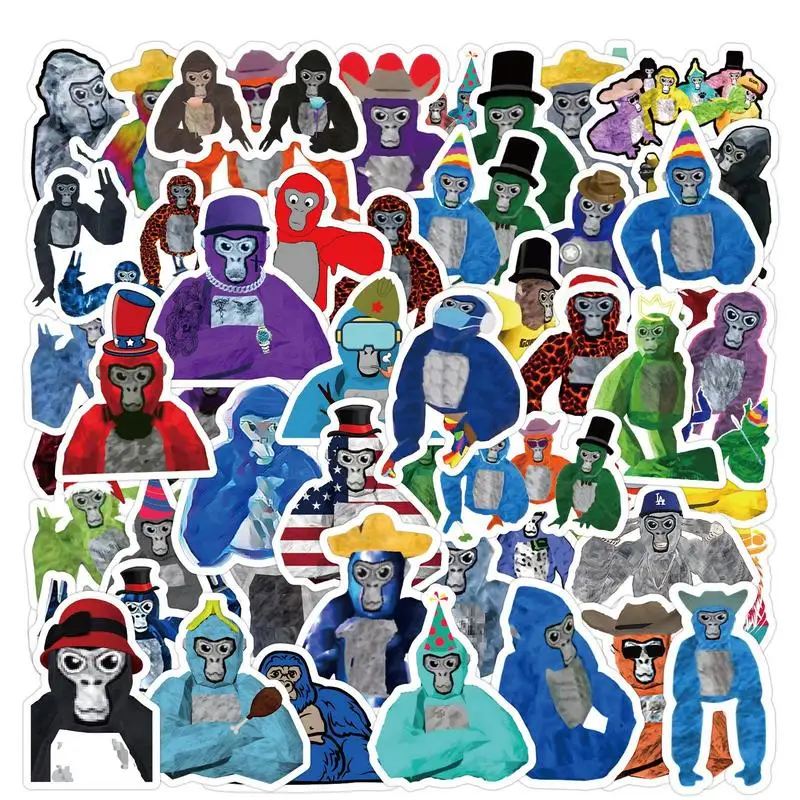 60PCS Cool Trendy Brand Gorilla Tag Game Cartoon Stickers Decals Skateboard Laptop Guitar Bottle Luggage Gift Sticker