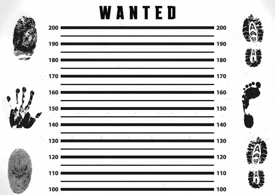 Backdrop Police Station Black Height Line Mugshot Suspect Fingerprint Clues Evidence Lead Register Mystical Party Background