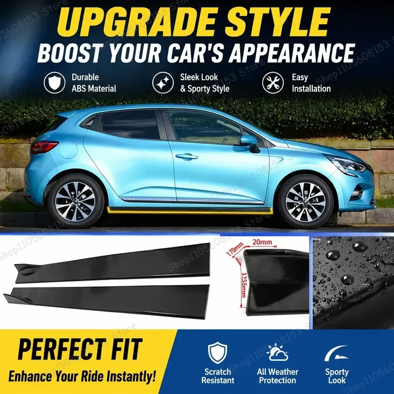 For Clio Kangoo Master Modus Twingo Universal Car Side Skirt Set 8PCS 2.2M Winglet Splitters Lip Spoiler Aerodynamic Body Kit
