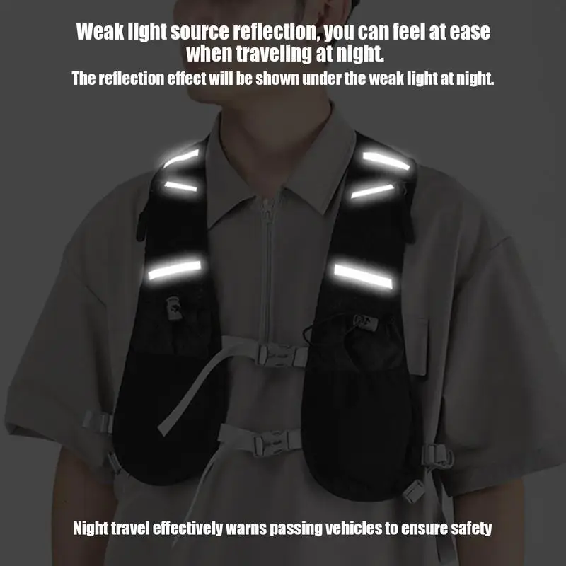 Trail Running Vest Hydration Pack Adjustable Reflective Vest Water Backpack With Soft Flask Pockets Cell Phone Holder For