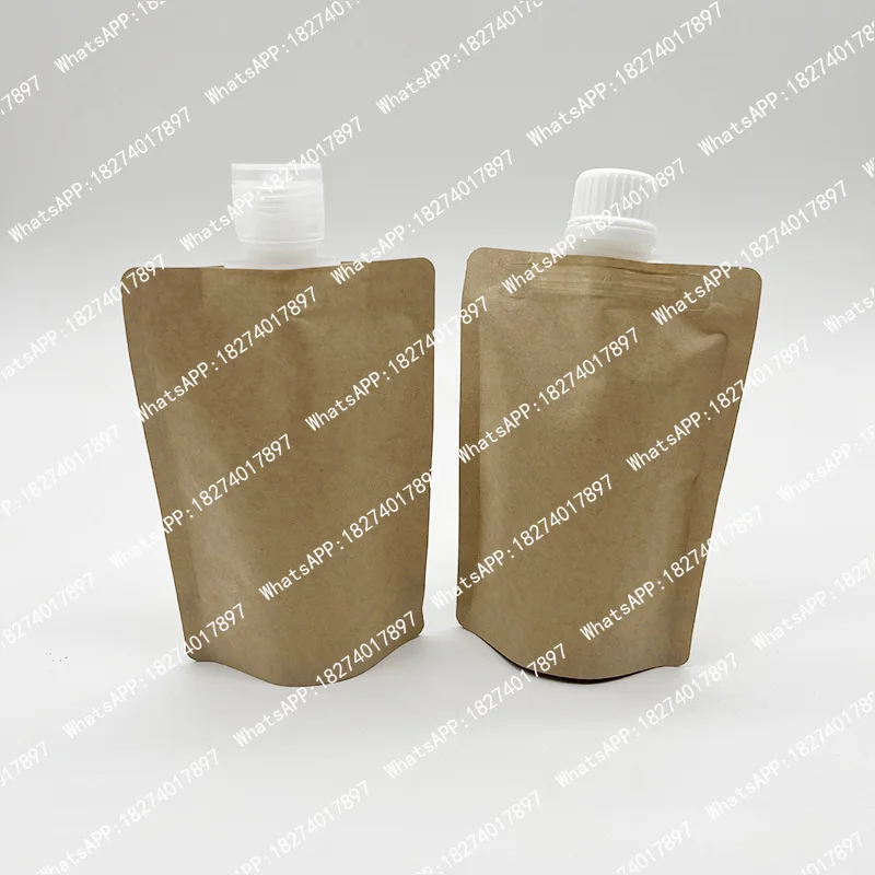

50pcs 50ml 100ml Kraft Paper Spout Pouch For Drink Disposable Packaging Bag Cosmetic Makeup Sample Sachet