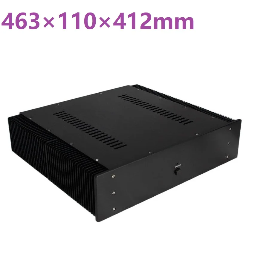 D412 W463 H110 Anodized DIY Amplifier Enclosure Power Amp Housing Rear Class A Tube Case Preamp Box DAC Decoder Shell Headphone