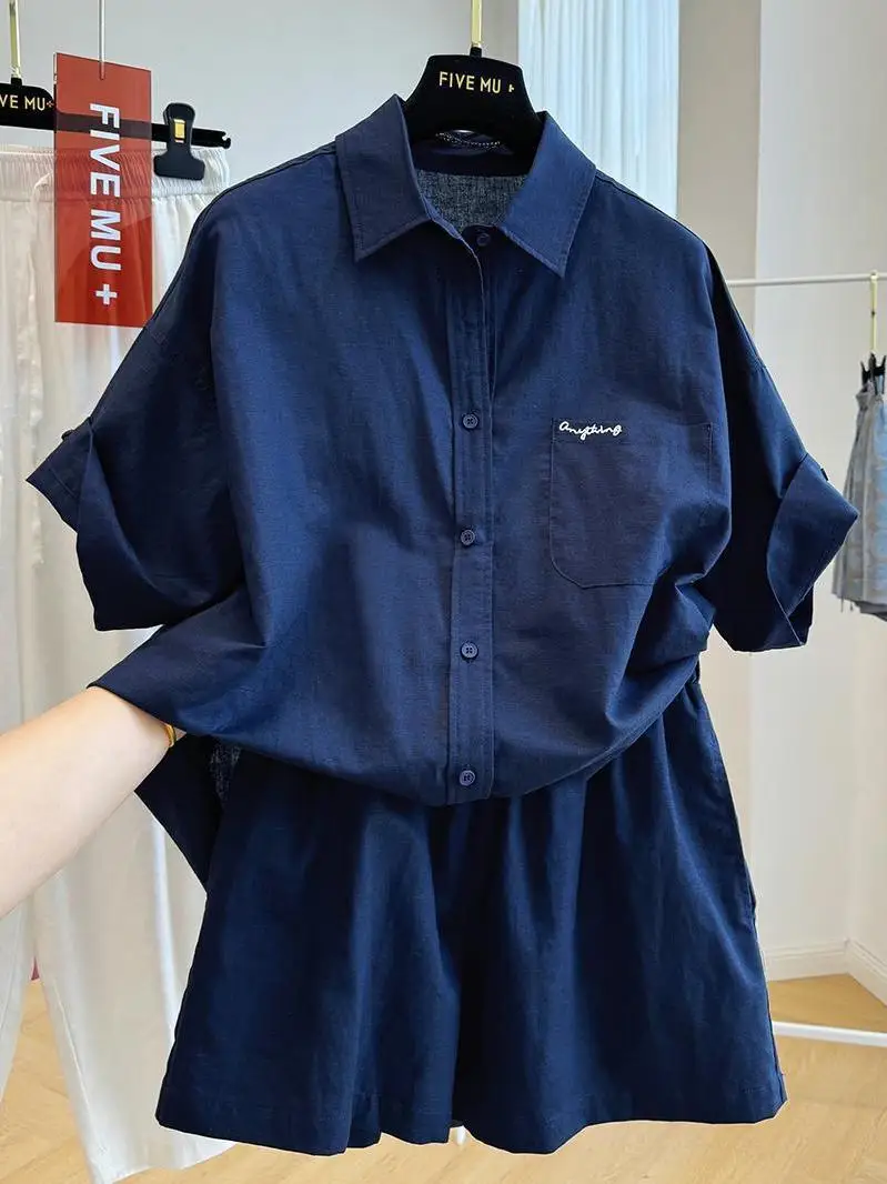 ensemble-sportif-decontracte-d'ete-grande-taille-300-livres--chemise-a-manches-courtes-et-short-deux-pieces-pour-hommes-et-femmes