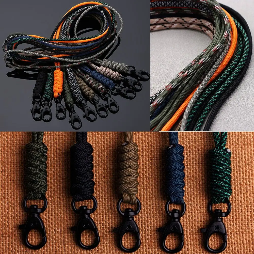 LLavero de Paracord con hebilla giratoria, cordón de paracaídas de alta resistencia, mochila de supervivencia de emergencia, llavero triangular para el cuello