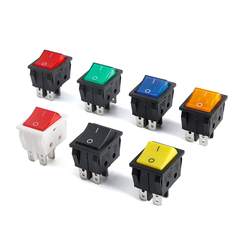 1PCS 16A 20A 30A Rocker Switch 220V 120V KCD7 KCD4 4 6 Pin Rocker Toggle Switch SPDT ON OFF Red Lighted Heavy Duty T125 T85