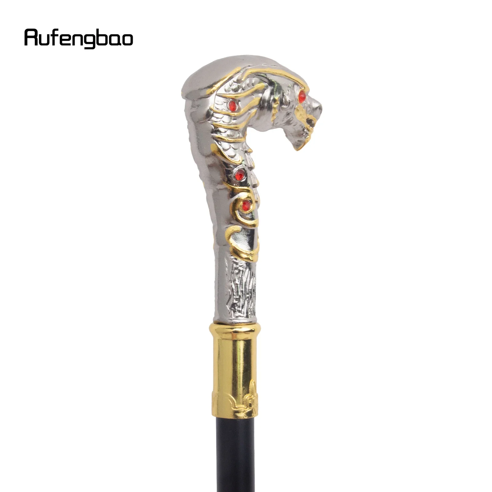 Golden White Red Eye Dragon Luxury Walking Stick Party Fashion Elegant Walking Stick Decorative Cospaly Cane Knob Crosier 93cm