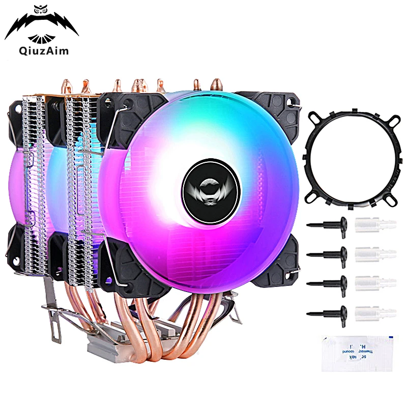 

QiuzAim Twin Towers 4 Heat Pipe CPU Air-cooled Radiator Fan Computer Processor Installing LGA115x 1200 1700 1366 AMD Am4 Am5 am3