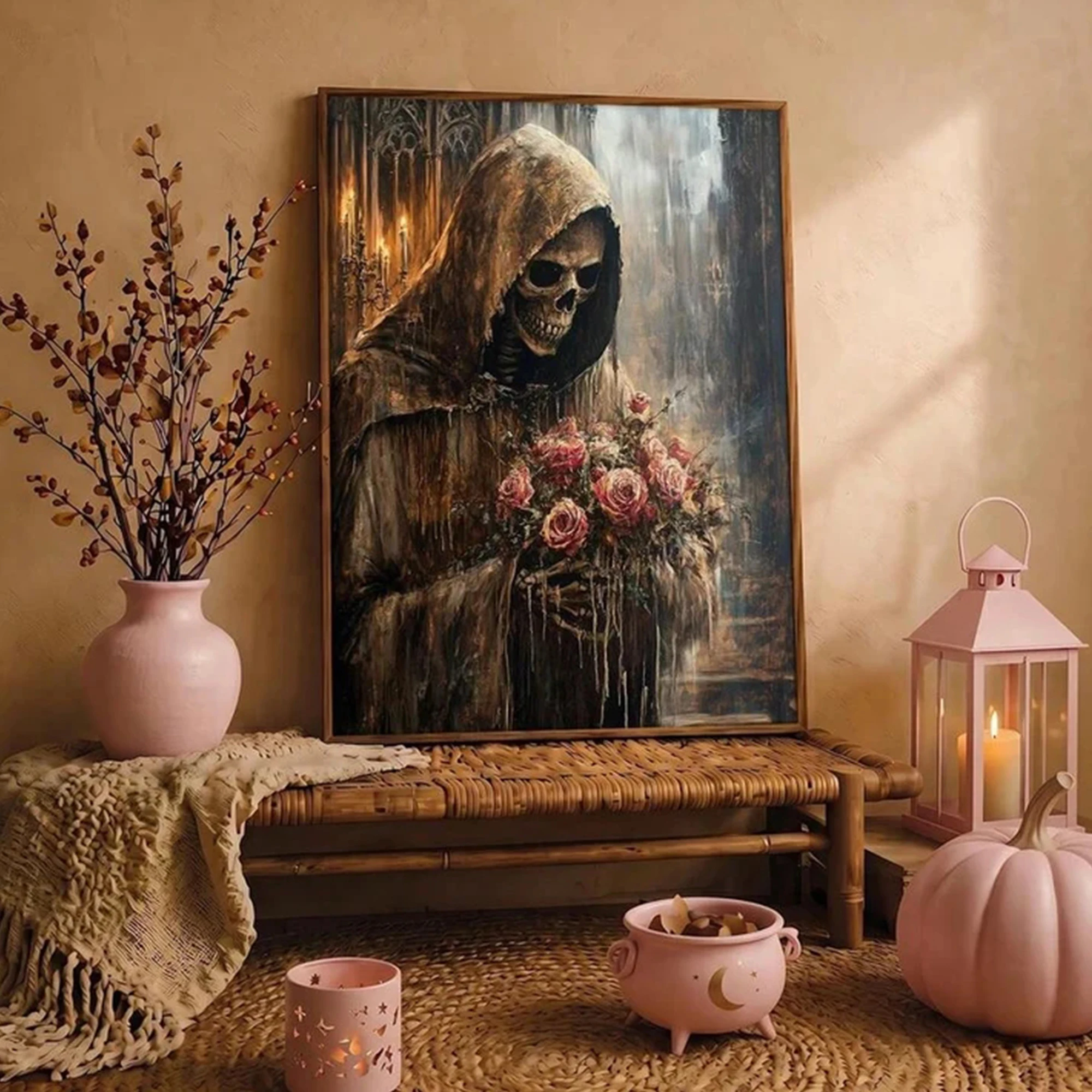 Home Decor Gothic - Retro Halloween Dark Gothic Skeleton Wall