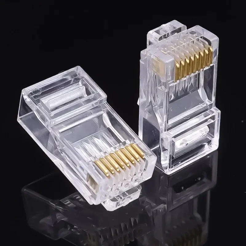 RJ45 Connectors CAT6 Non-Pass-Thru Ethernet Cable Crimp Connectors UTP Network Plug Modular Plugs Gold Plated Network Ends