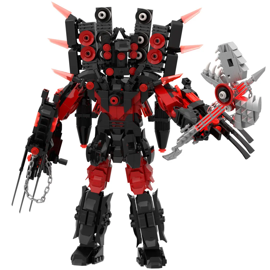 Nowy Zestaw Klocków Titan Guitor Speaker Man Kreatywna Toaleta Skibidi z Siekierą DIY Zabawka z Klocków dla Chłopców Prezent na Boże Narodzenie