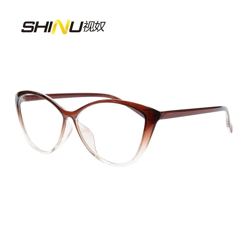SHINU Progressive Glasses Can See Near and Far Big Face Size Multifocal Presbyopia Glasses Ladies Cat Eye Frame Women