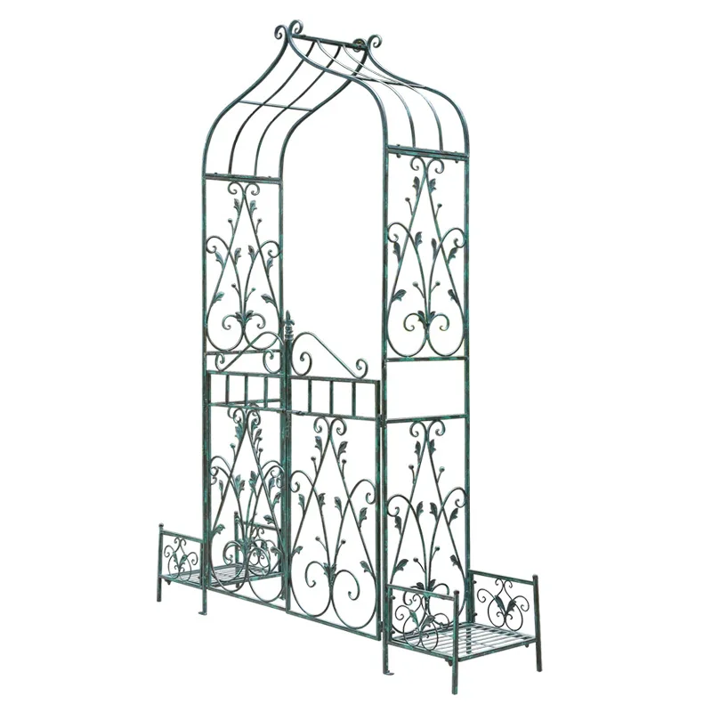 

Outer single outdoor iron gardening arch flower stand with door courtyard rose plant yard garden door climbing vine bracket