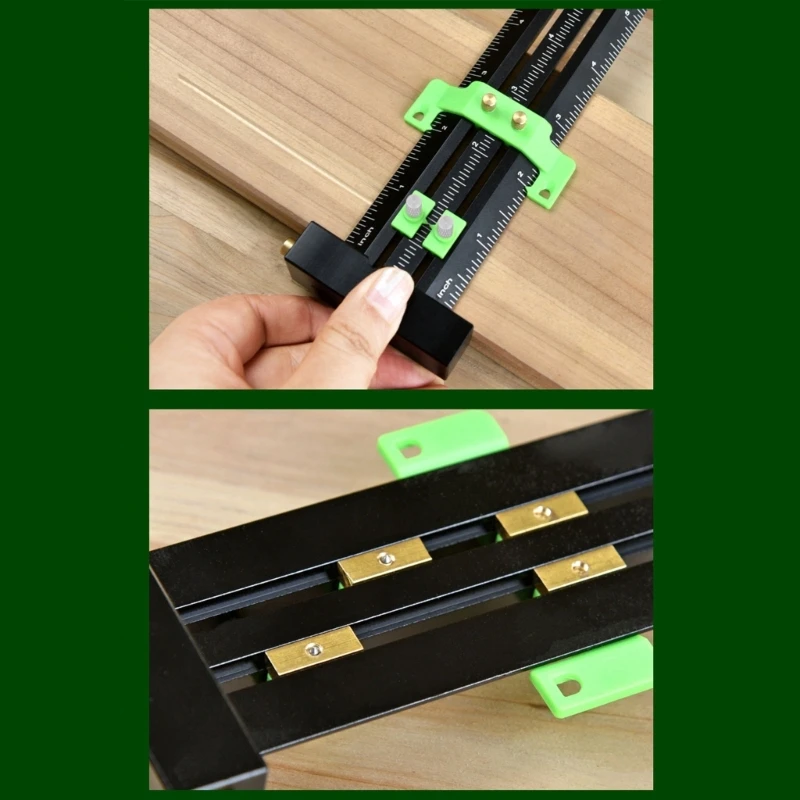 Multifunction Scribing Marking Ruler Double Line Marking Ruler Measurement Tool Aluminum Woodworking Limit Ruler