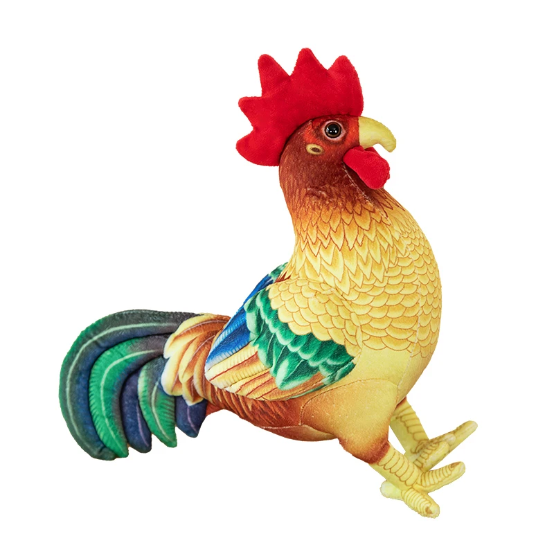 Hot 1pc 34/44cm Simulazione Gallo Peluche Bambola Cuscino Rosso In Piedi Realistico Pollo Giocattolo Decorazione Della Casa Regalo Per Ragazzi E Ragazze