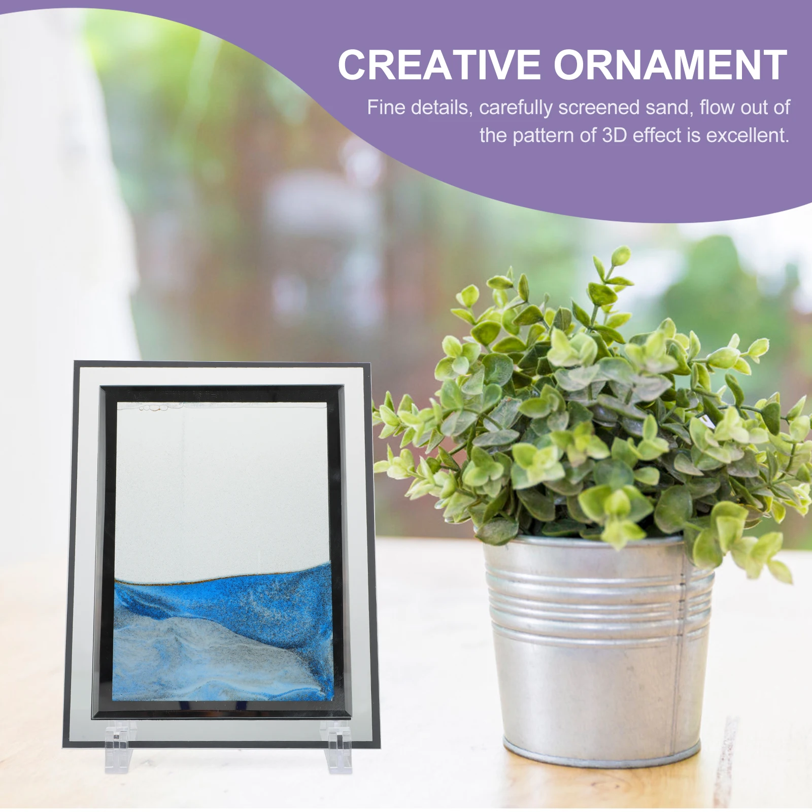 

Desktop Quicksand Painting Ornaments Decoration Glass Frame Moving Table Picture Office