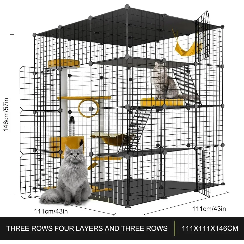 Large Cat Cage,Cat Cage Enclosure Indoor DIY Playpen Detachable Metal Wire Kennels Crate Large Exercise Place Ideal