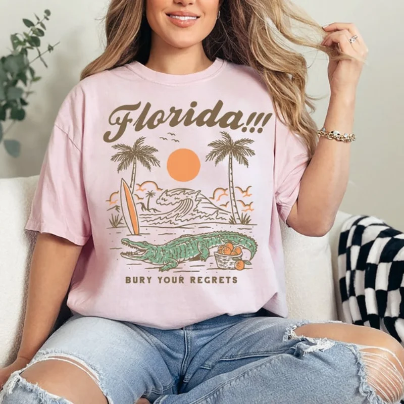 Florida Vintage Graphic Shirt Bury Your Regrets Tee Florida Vintage Tour Music Department Tees New Album Merch Women Cotton Y2k