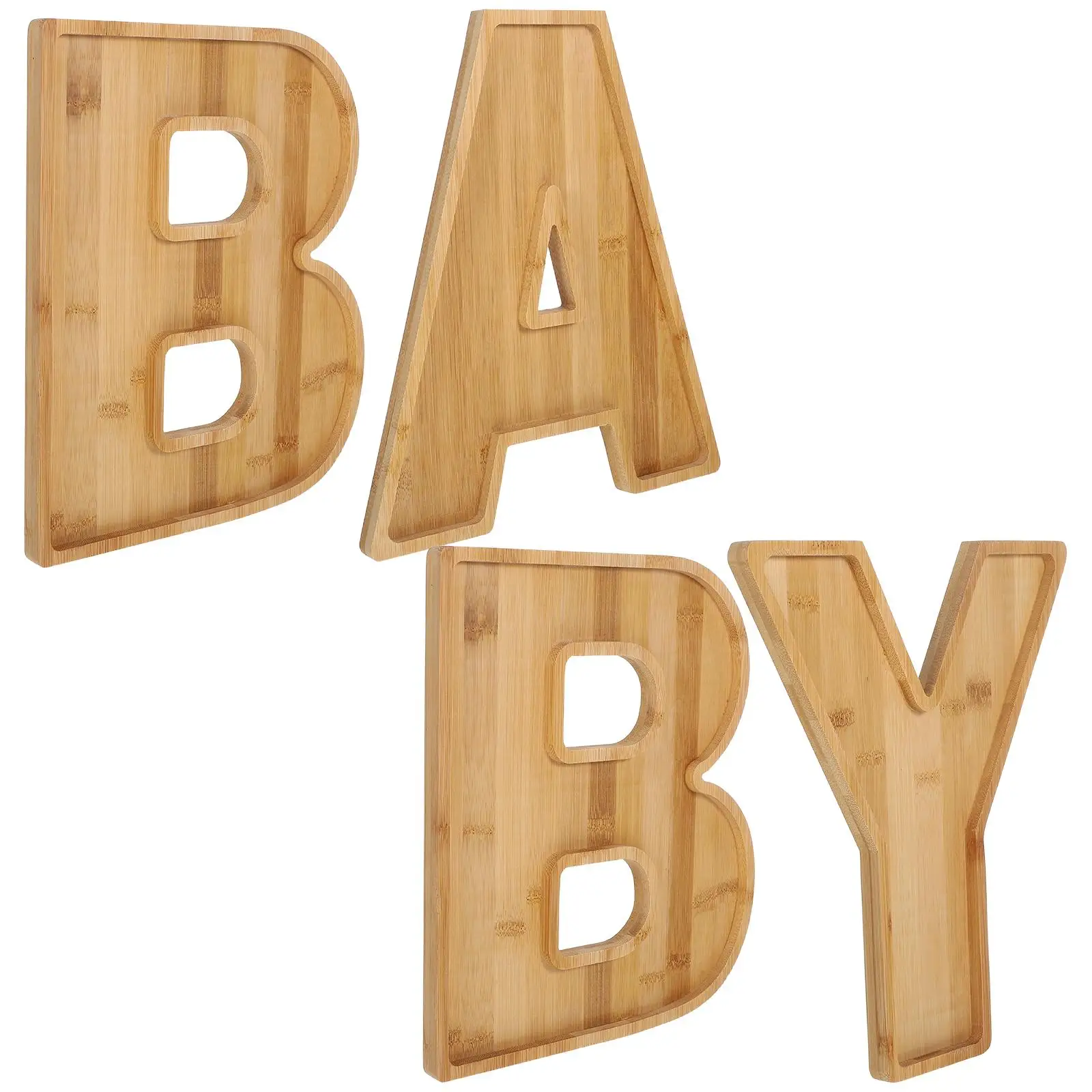 

Baby Decorative Tray Cheese Letter Food Trays Party Snack Bamboo Dishes Multifunctional Educational Alphabet