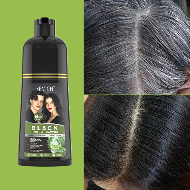 500ml Natural Herba Hair Color Dye Shampoo For Cover Gray White Hair 5 Minutes Fast Change Hair Color Deep Nourishing Men Women