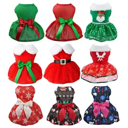 Christmas Dog Dress Small Dog Apparel Cat Dress Skirt Xmas Dog Clothes Puppy Dress Holiday Birthday Doggie Party Pet Costumes